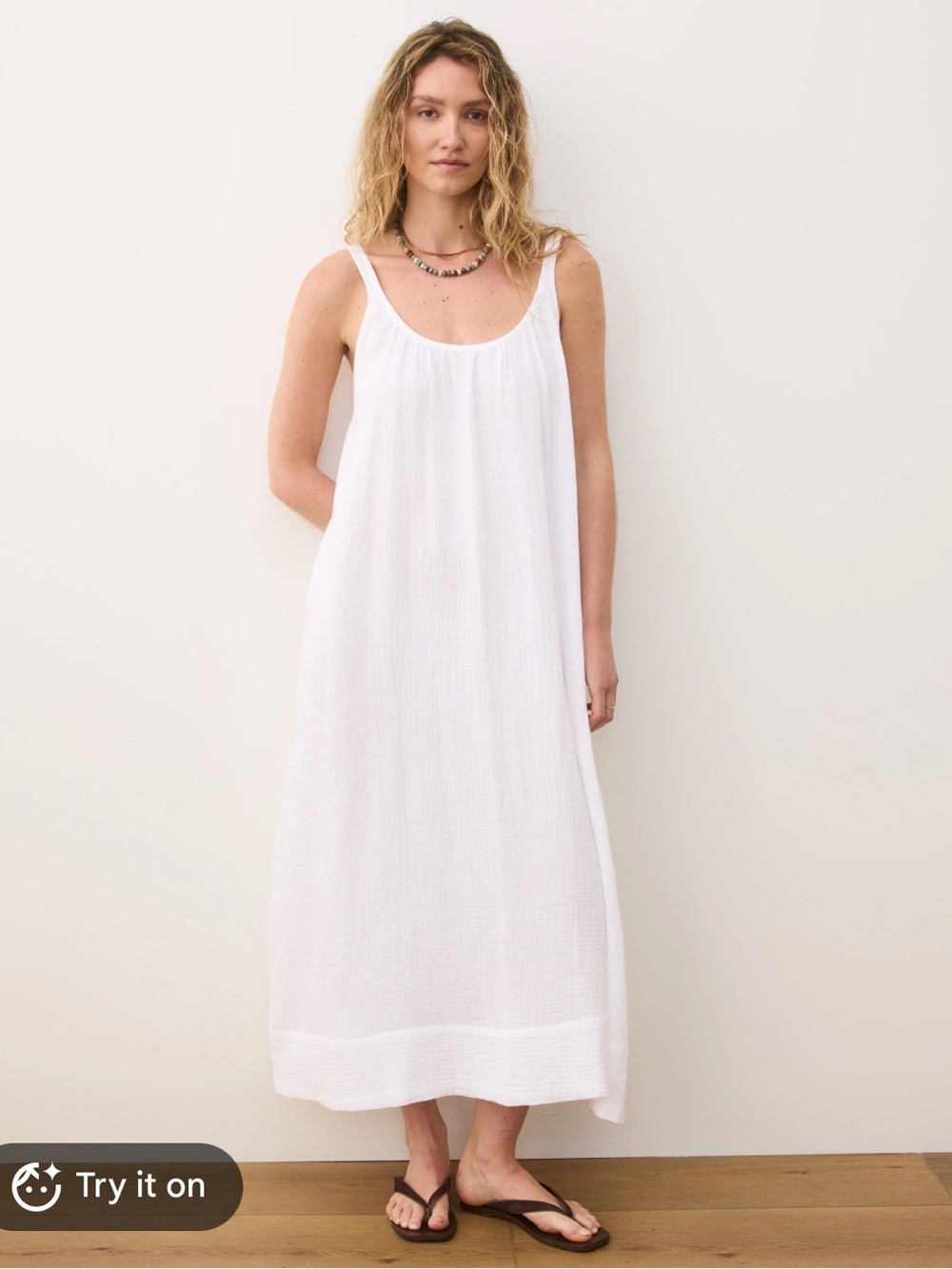 Marine Layer Millie Relaxed Double Cloth Maxi Dress in White